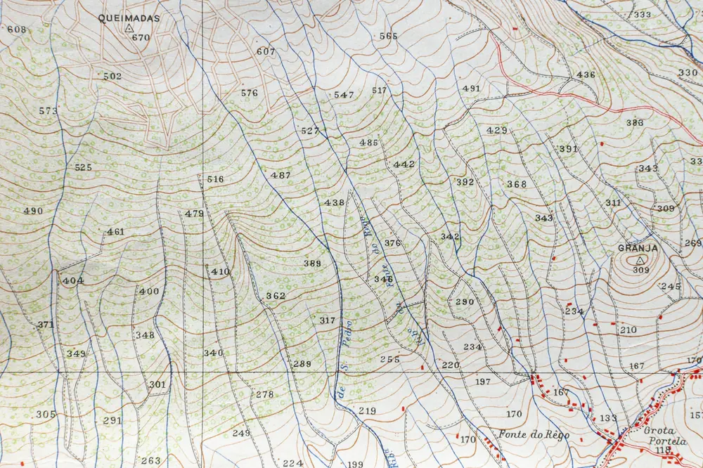 Topographic map with contour lines