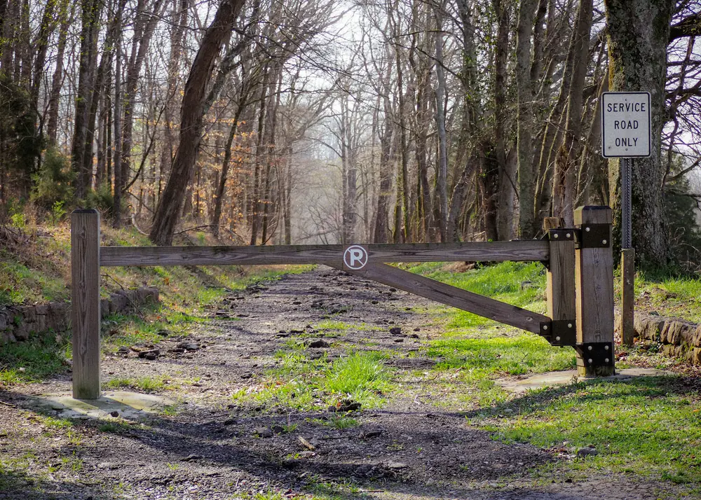 Gravel road and gate on rural property