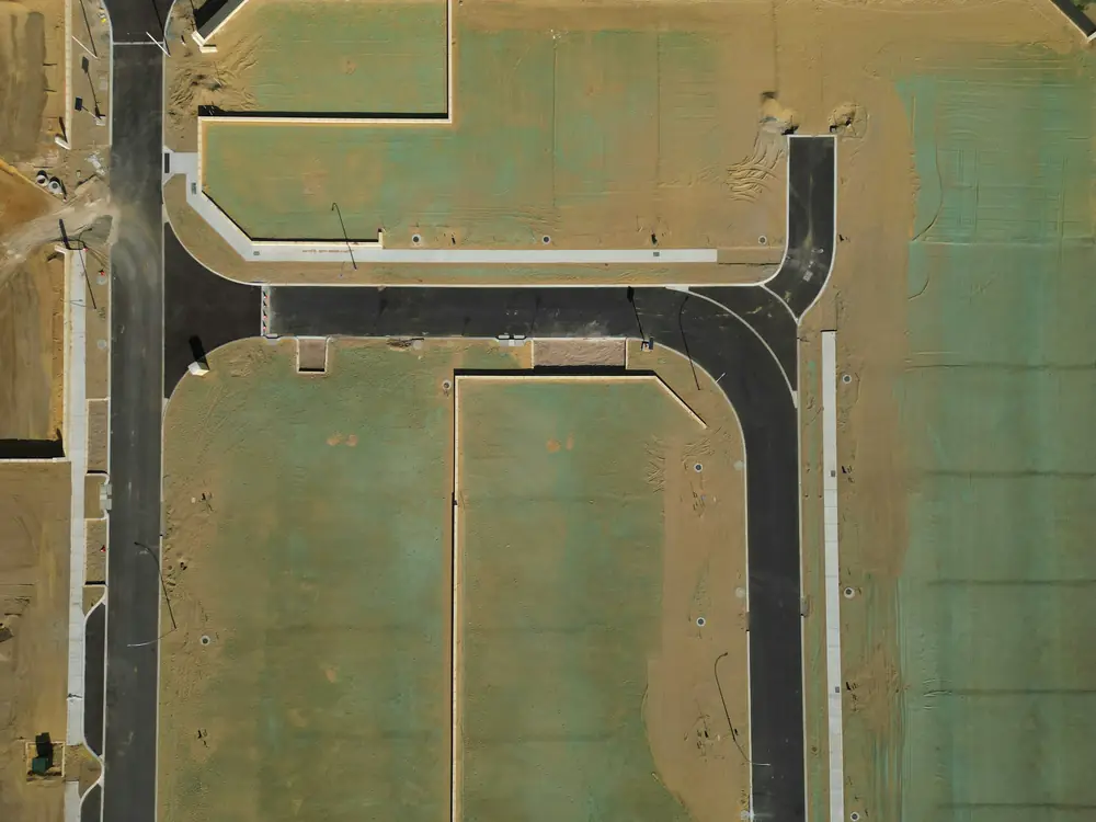 Aerial view of a subdivision under construction